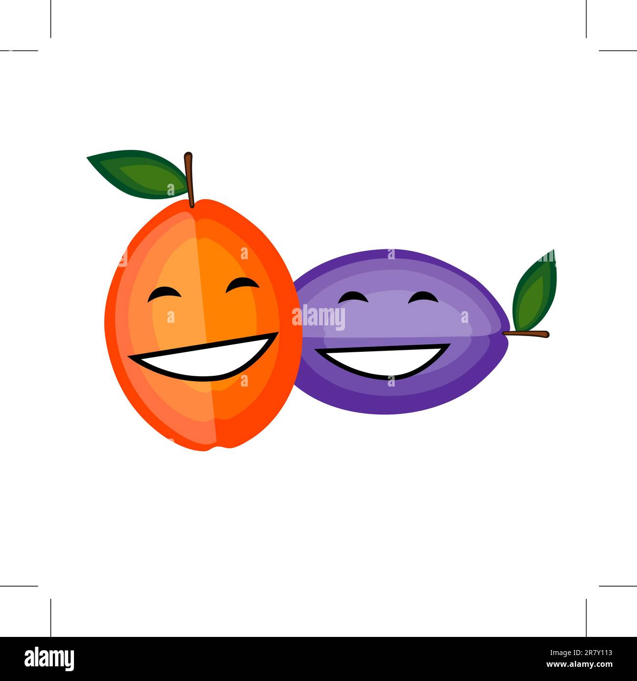 Funny fruits smiling together for your design Stock Vector