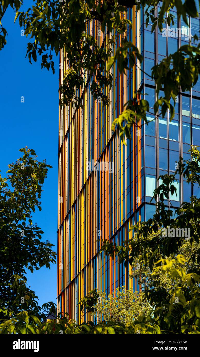 Warsaw, Poland - June 4, 2023: Forest office and retail complex by HB Reavis at Burakowska street and Rondo Radoslawa roundabout in Wola district Stock Photo