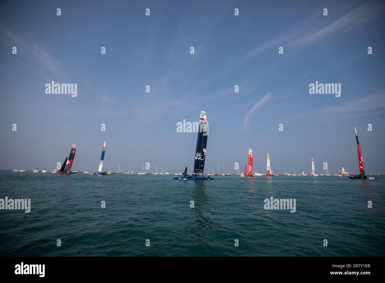 Chicago, USA. 17th June, 2023. Teams compete during Sail GP season 4 on