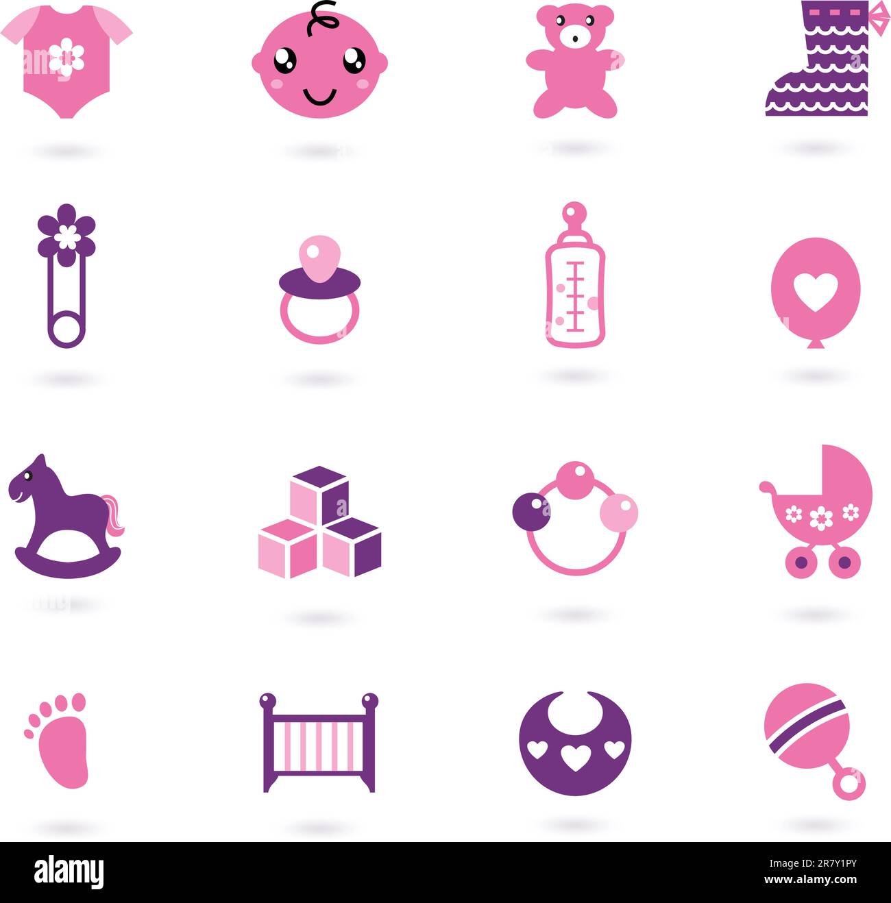 Icons cloth and accessories set for baby girl. Vector Illustration ...