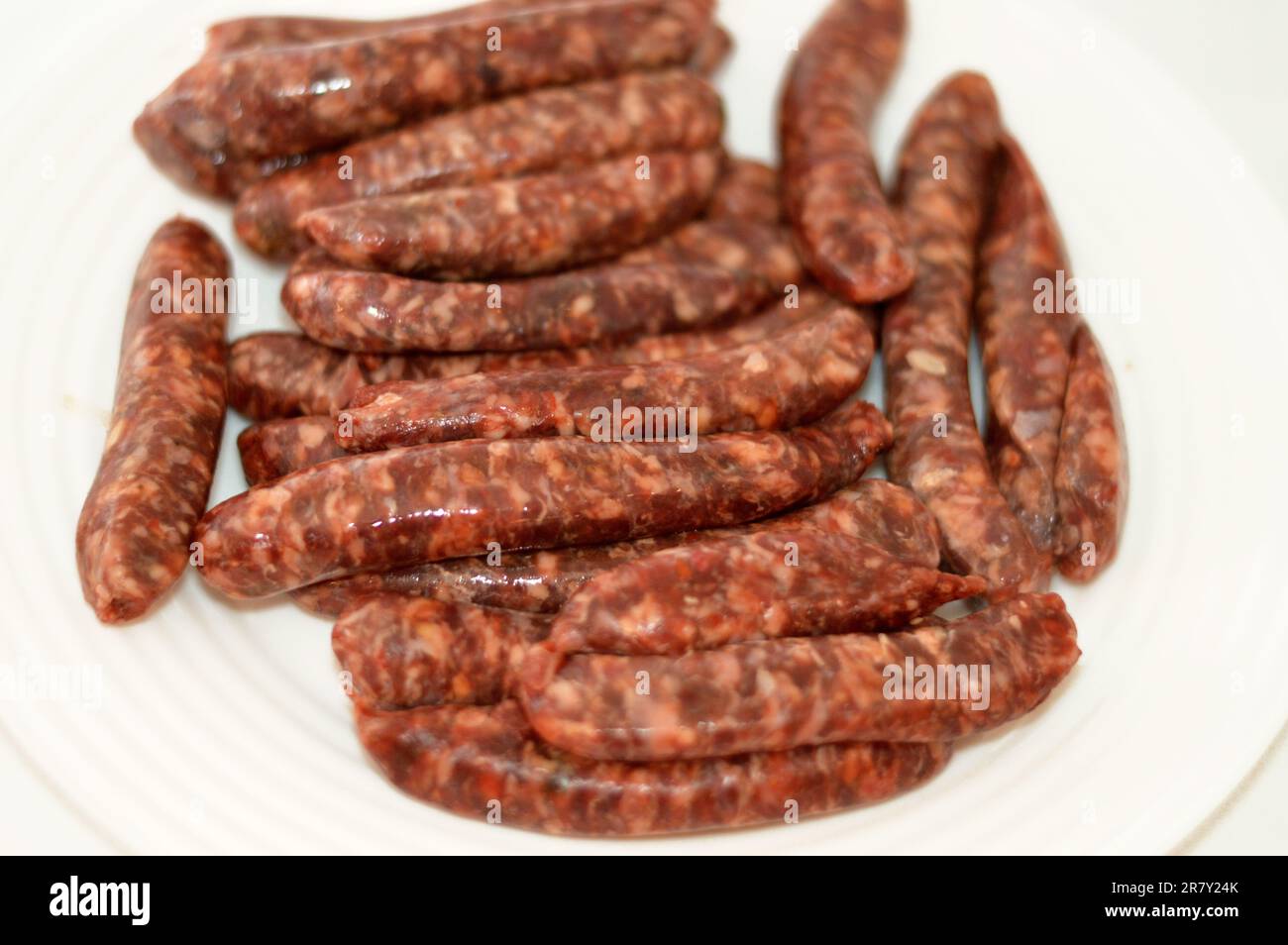 Middle Eastern raw fresh beef sausage, Egyptian sausages. it is a dry