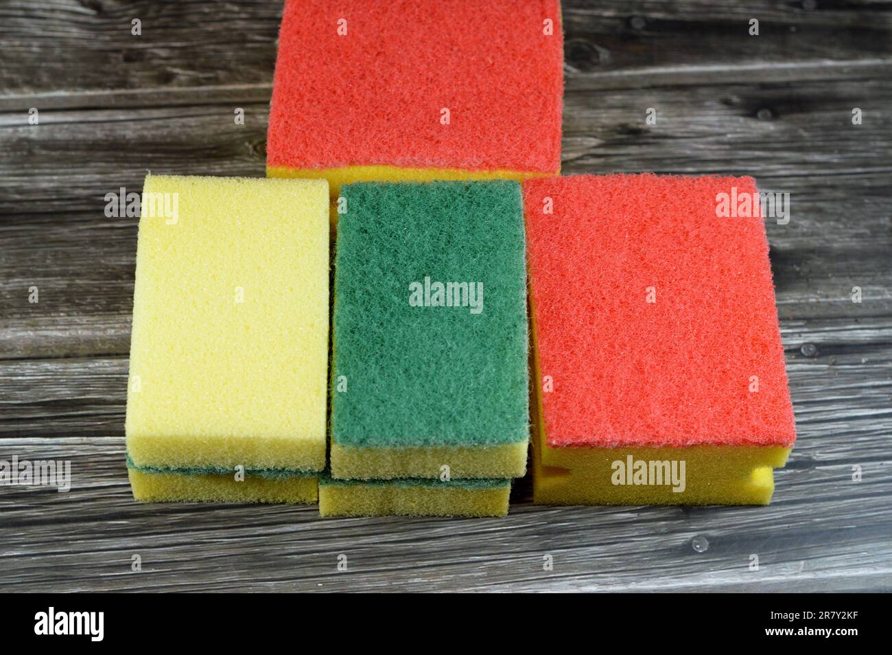 Combo Cellulose and abrasive two sided sponge for cleaning utensils