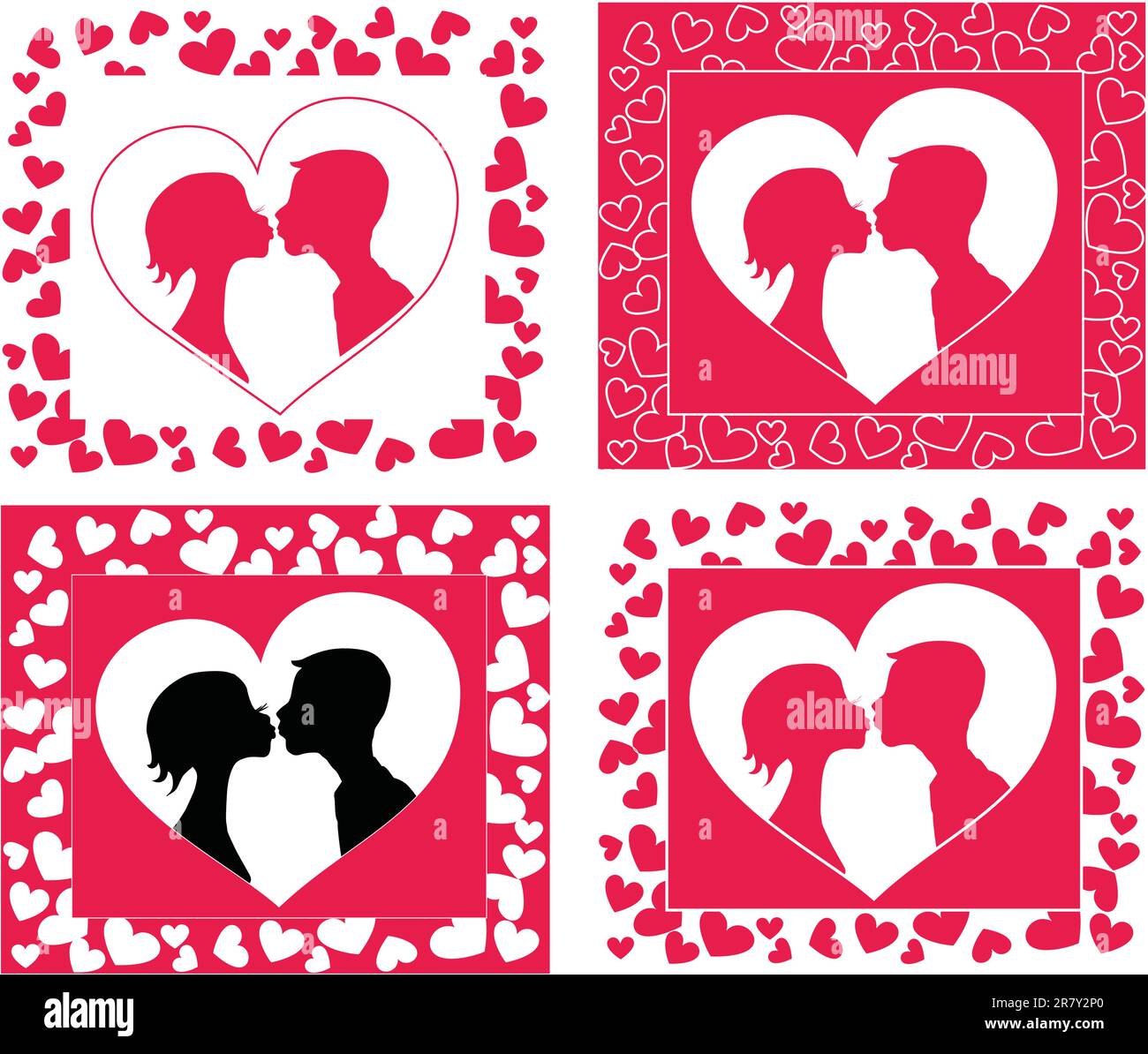 Kissing couple silhouette in heart shape background 6578x5587. Vector ...