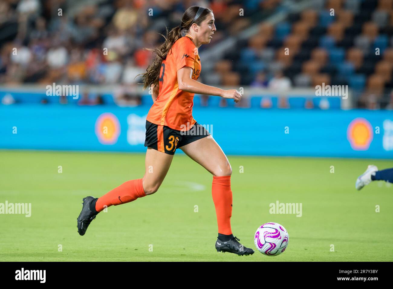 Houston, TX, USA. 17th June, 2023. Houston Dash Cameron Tucker (39) during an NWSL soccer match between the Houston Dash and the OL Reign in Houston, TX. Trask Smith/CSM/Alamy Live News Stock Photo