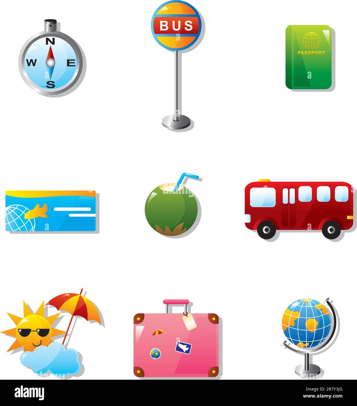 Illustration of vacation and travel icons Stock Vector Image & Art - Alamy