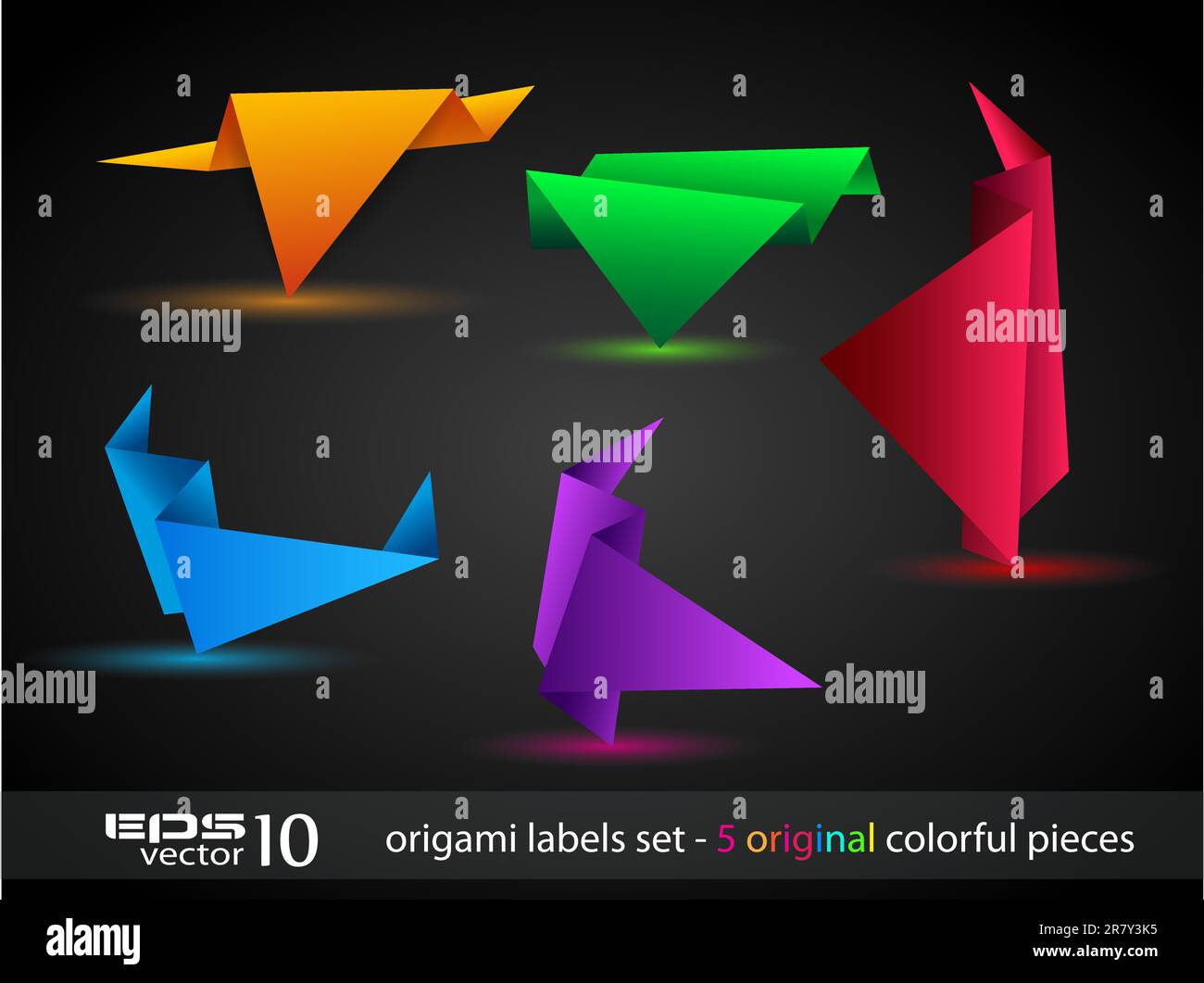 Origami triangle style speech Banner . All shadows are transparent ...