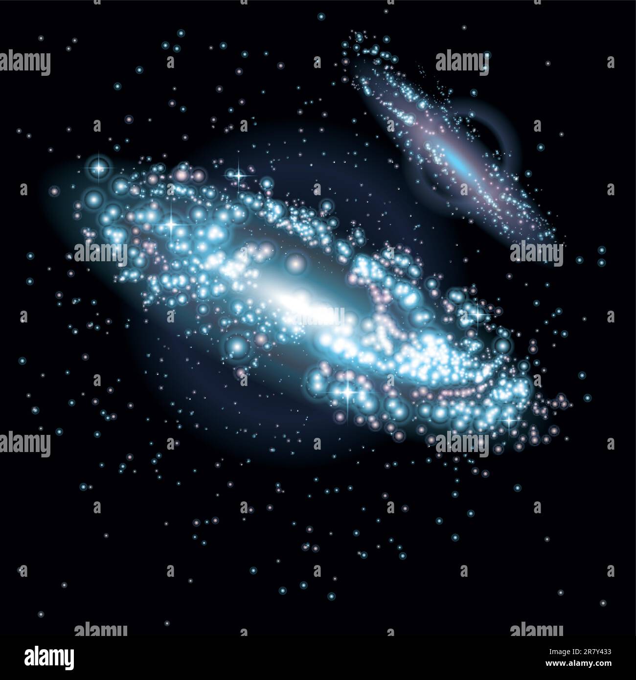 Two Galaxies at black starry background. Vector Illustration Stock Vector