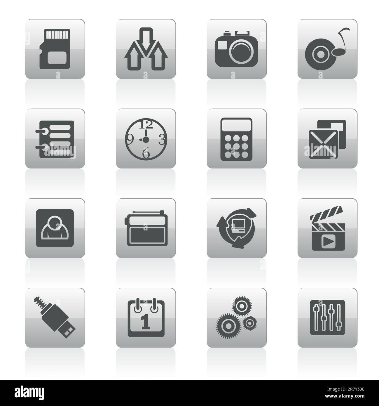 phone  performance, internet and office icons - vector icon set Stock Vector