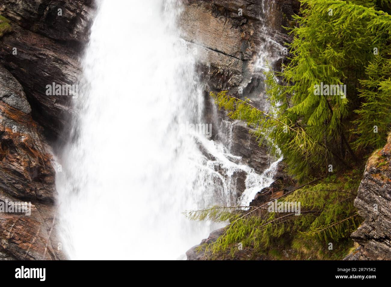 Gran Paradiso Park, Italy. Beautiful alpine waterfalls close to Cogne town Stock Photo