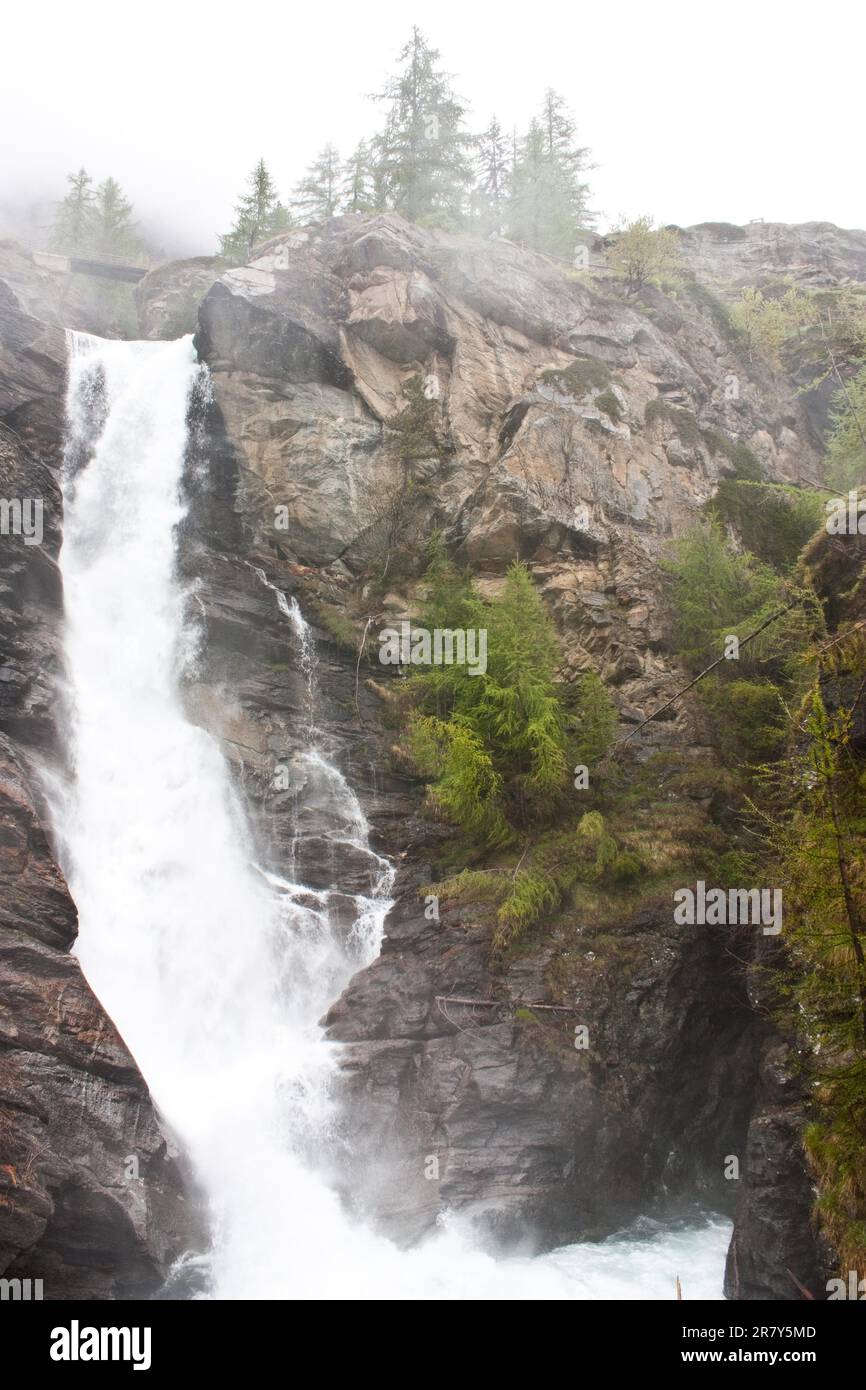 Gran Paradiso Park, Italy. Beautiful alpine waterfalls close to Cogne town Stock Photo