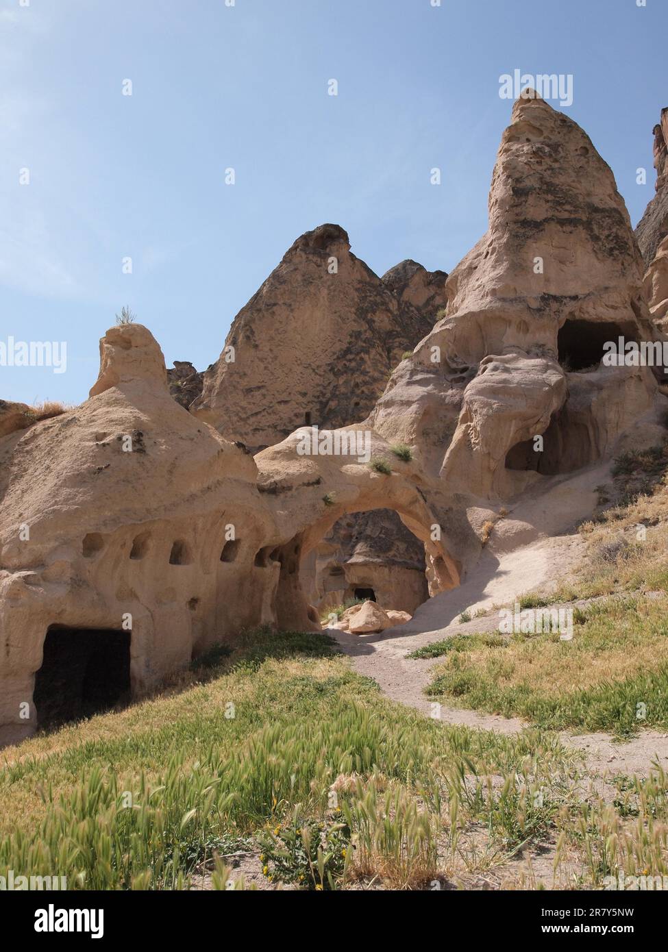 Cave dwellings in Cappadocia, Turkey Stock Photo