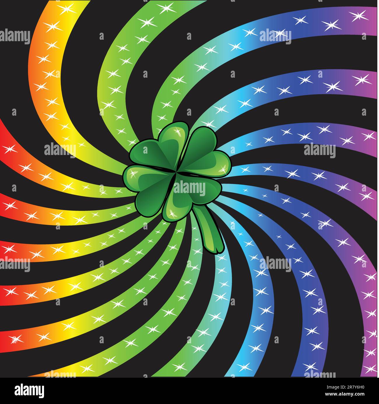 Vector Illustration for St Patricks Day. Rainbow sparkle shamrock. Stock Vector