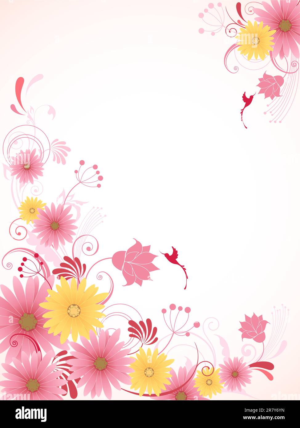 vector floral background with pink flowers Stock Vector