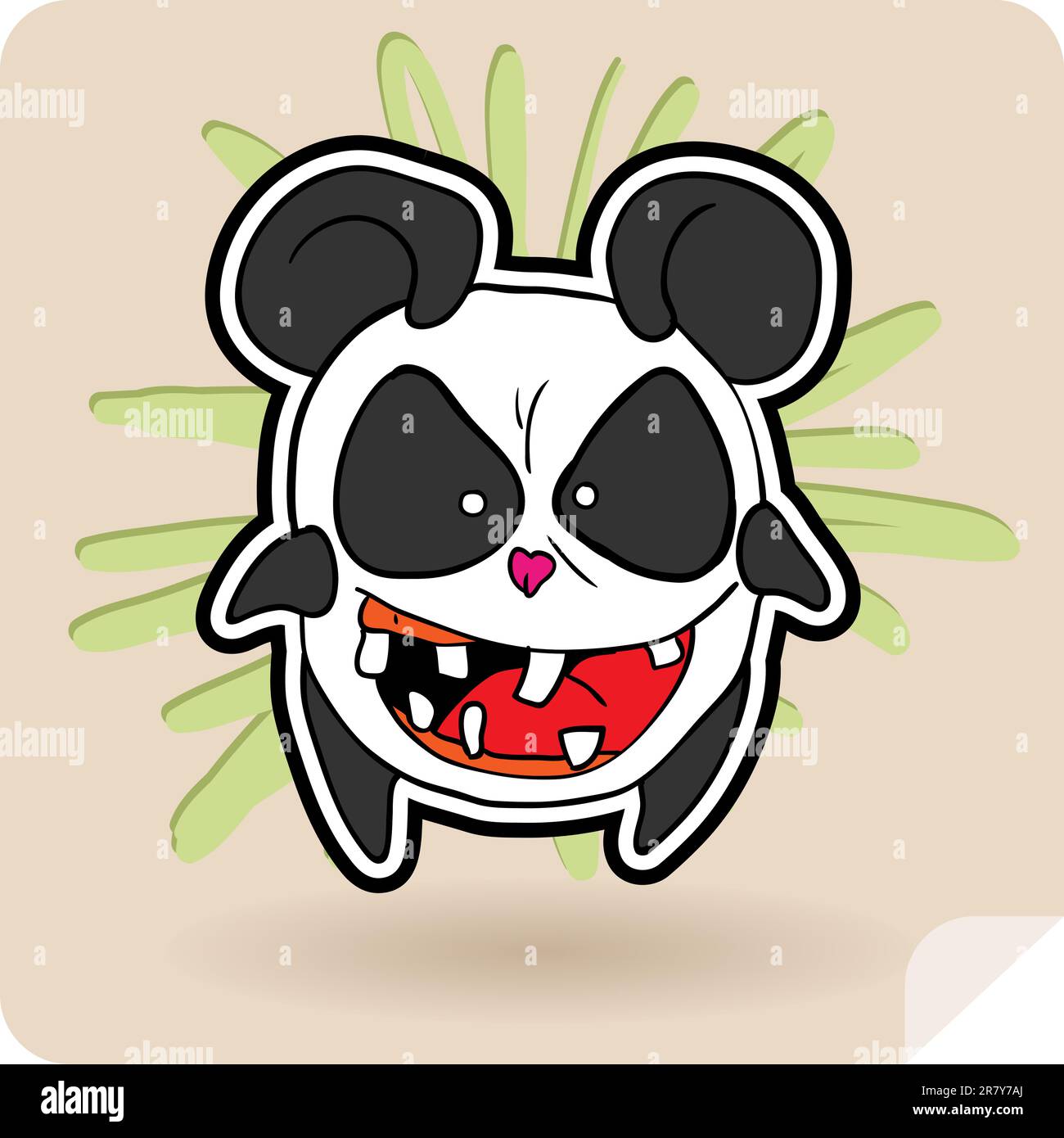 Angry, colorful, funny panda anime. Vector illustration. Stock Vector