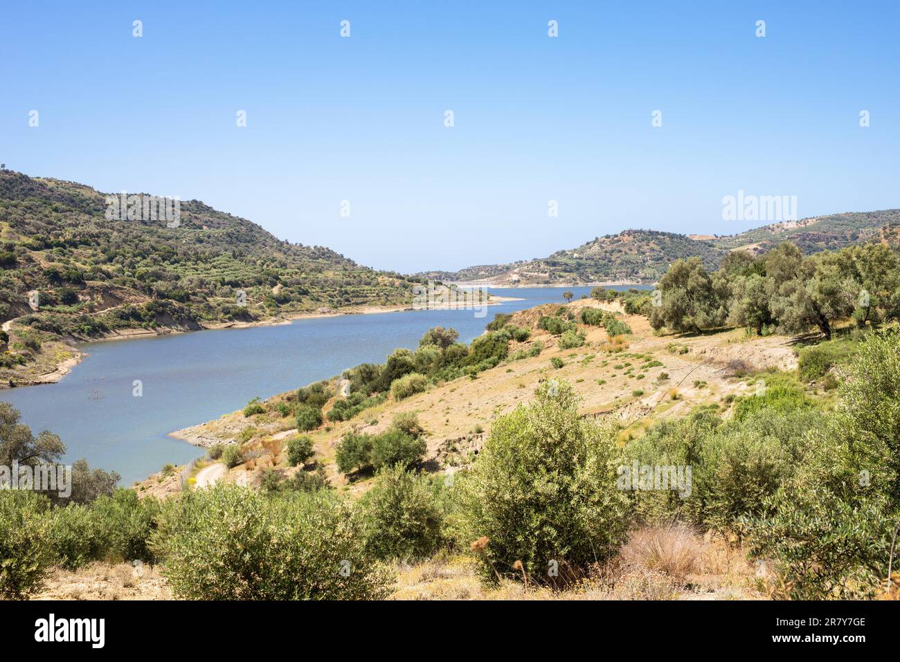 The Techniti Limni Faneromenis named in greek, is located in the southern foothills of the Ida mountain massif. The reservoir is important for the Stock Photo