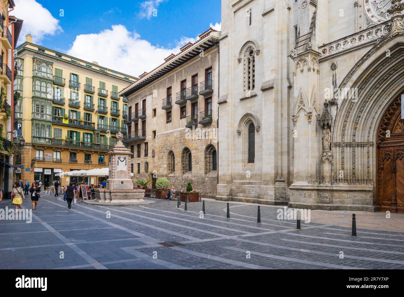 The St. James square, basque, Done Jakue plaza in the old town of ...