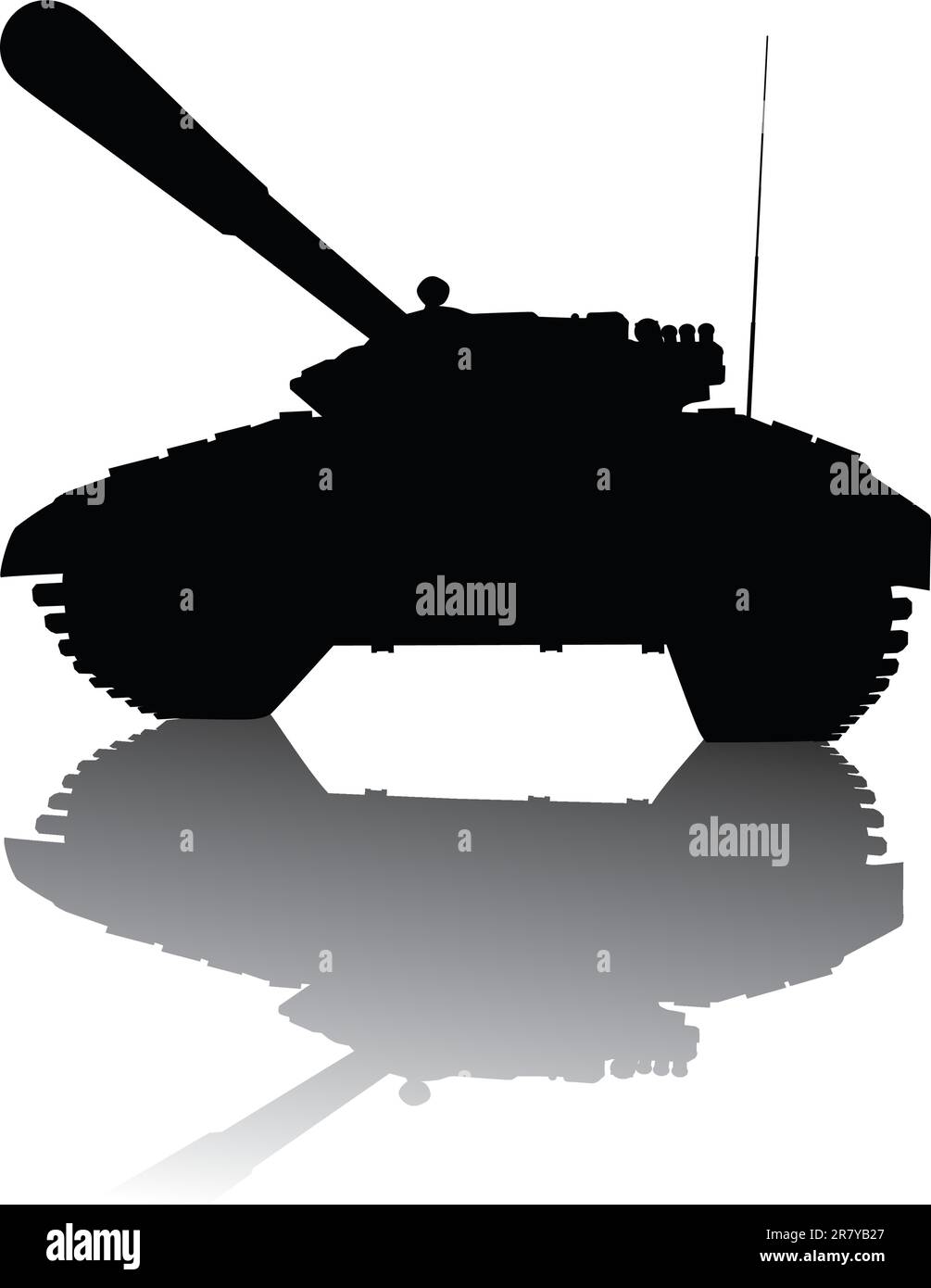 Tank silhouette with reflection Stock Vector