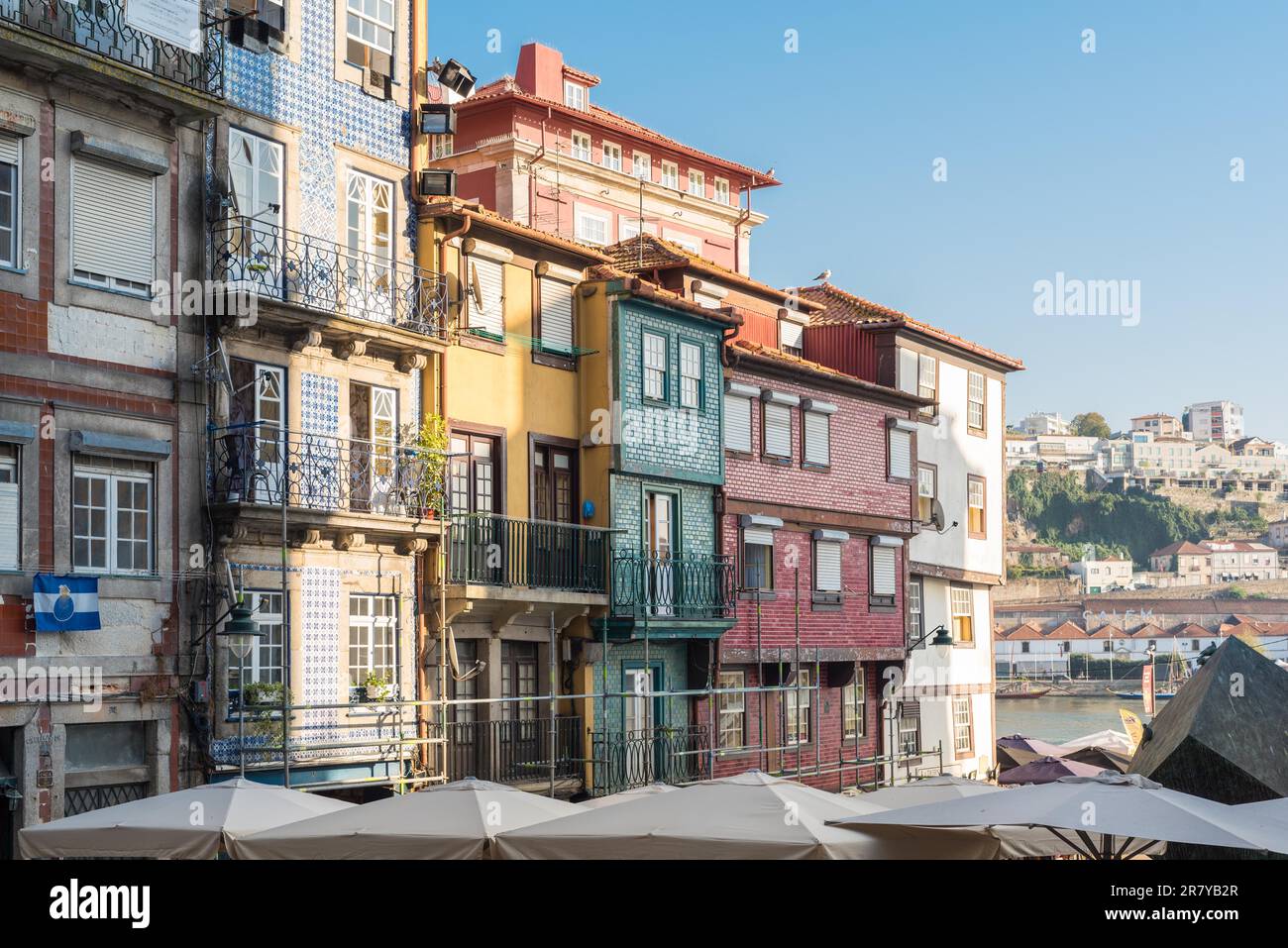 Typical old townhouses of Portuguese architectural style in Porto at