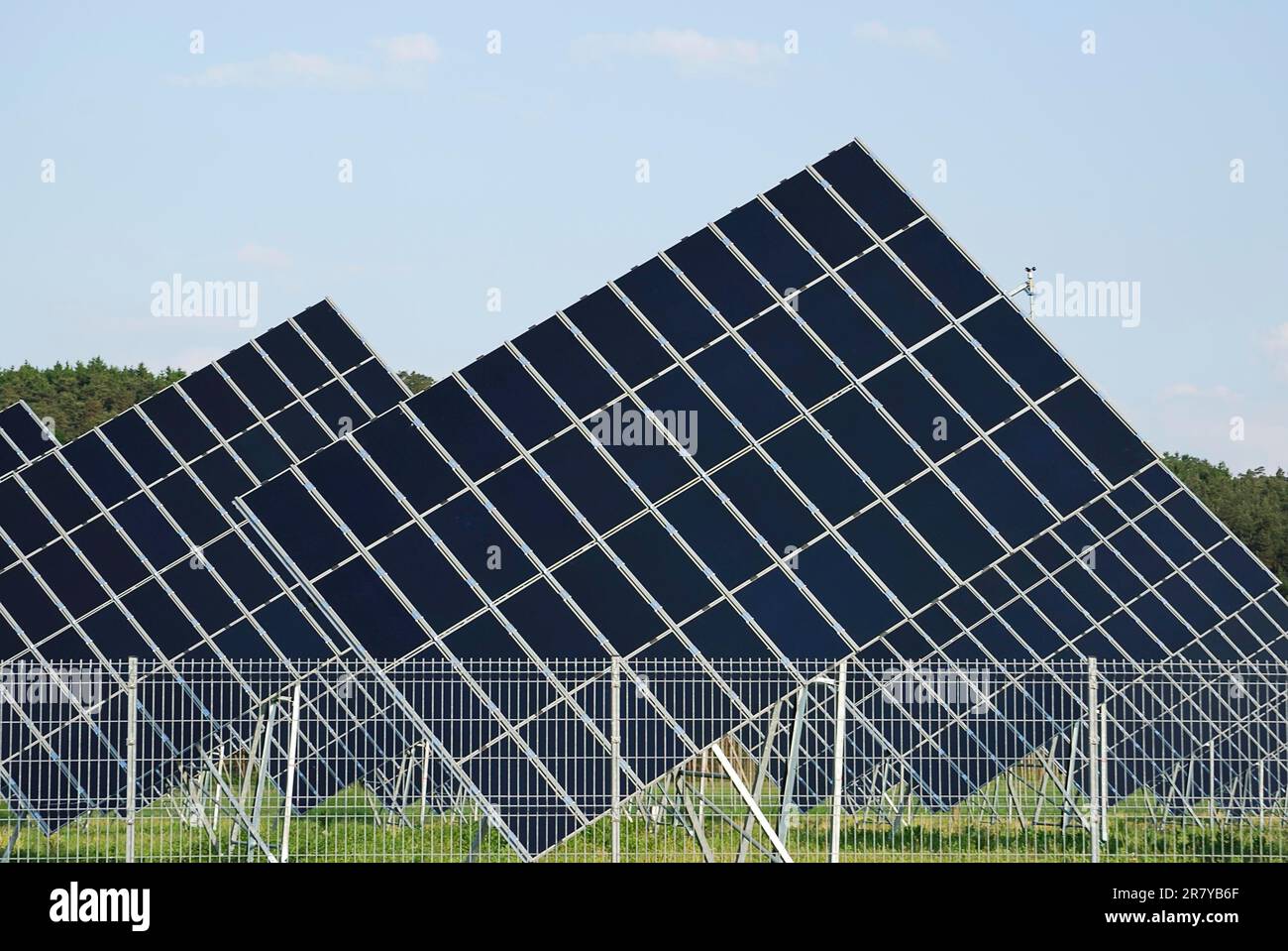 Alternative energy with a field of solar panels Stock Photo