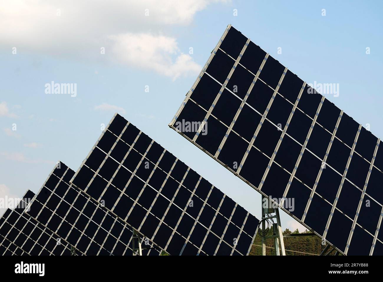 Renewable energy with huge solar panels Stock Photo