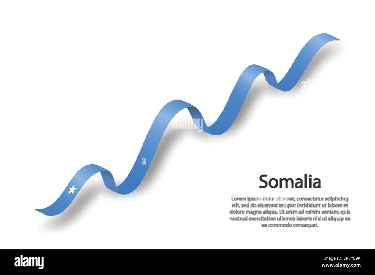 Waving ribbon or banner with flag of Somalia. Template for independence day Stock Vector