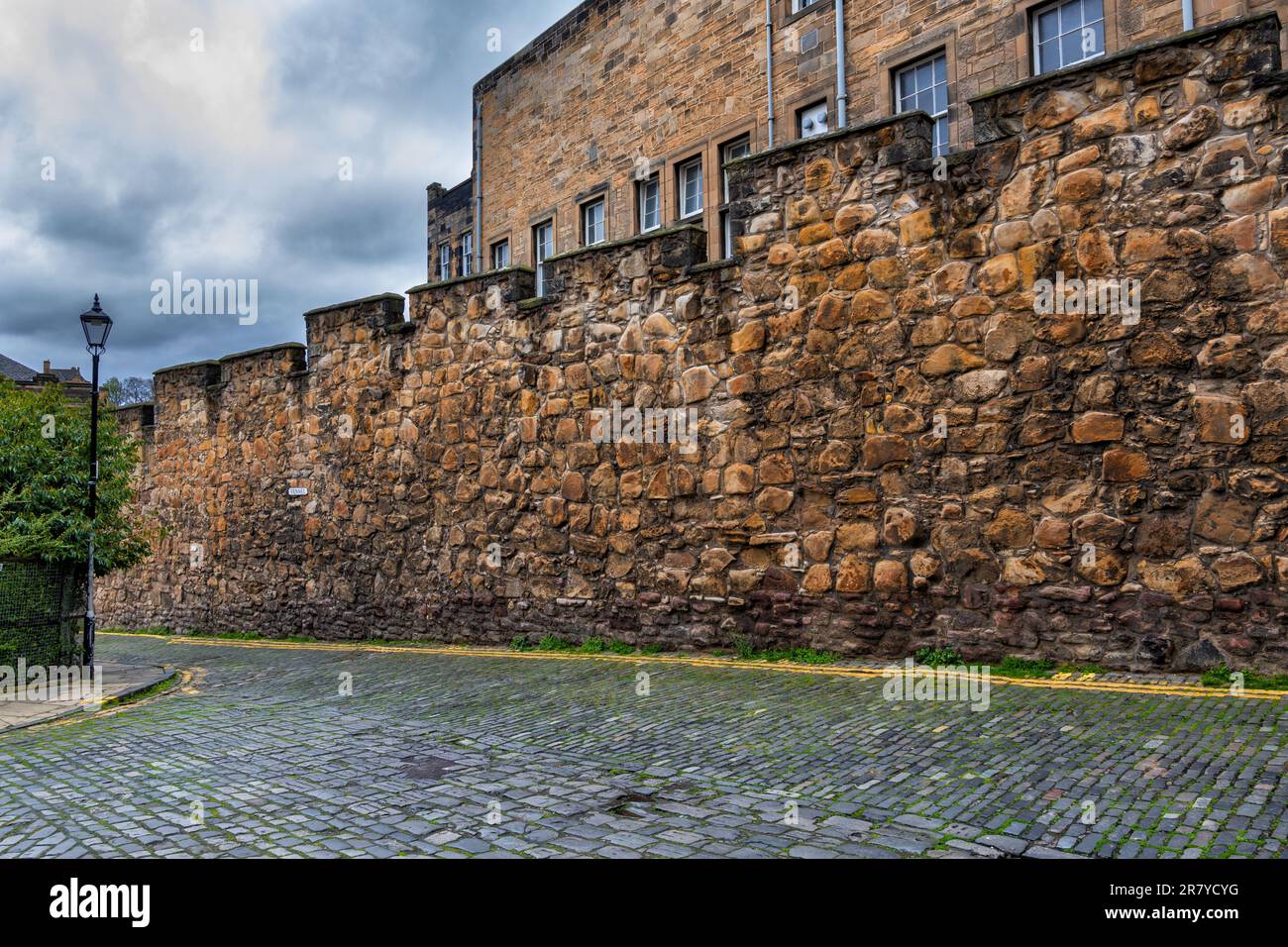 Telfer Wall in city of Edinburgh in Scotland, Old Town defensive stone wall, historic fortification at Vennel St. Stock Photo