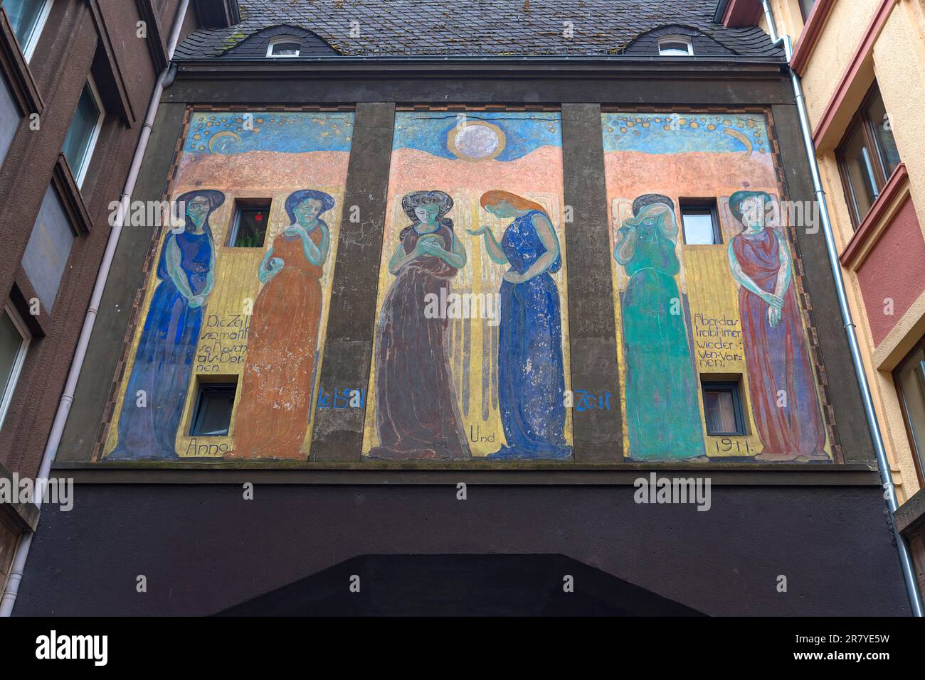 Art Nouveau mural by the German painter William Straube, 1911 on an