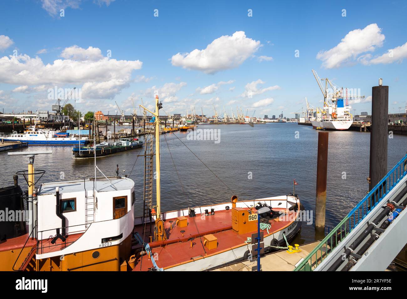Movement of goods and container shipment is a significant economic factor for German companies. Hamburg is the most important harbor for Stock Photo