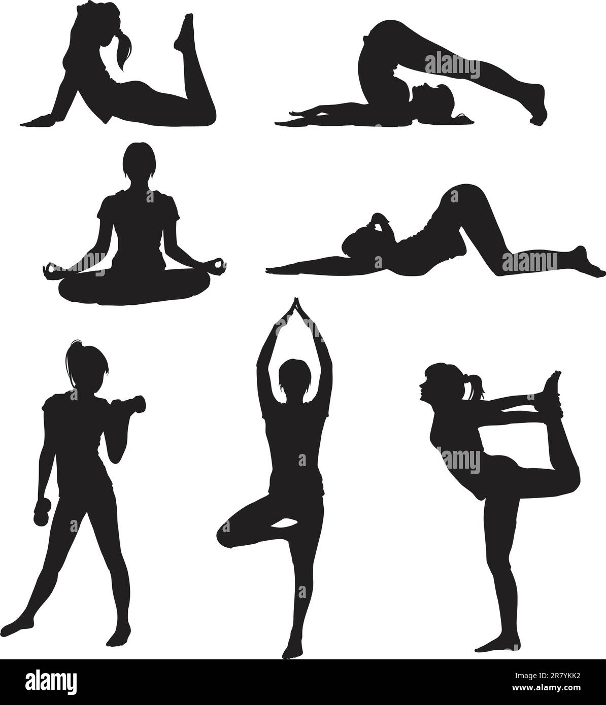 Vector illustration of a girl yoga silhouette Stock Vector Image & Art