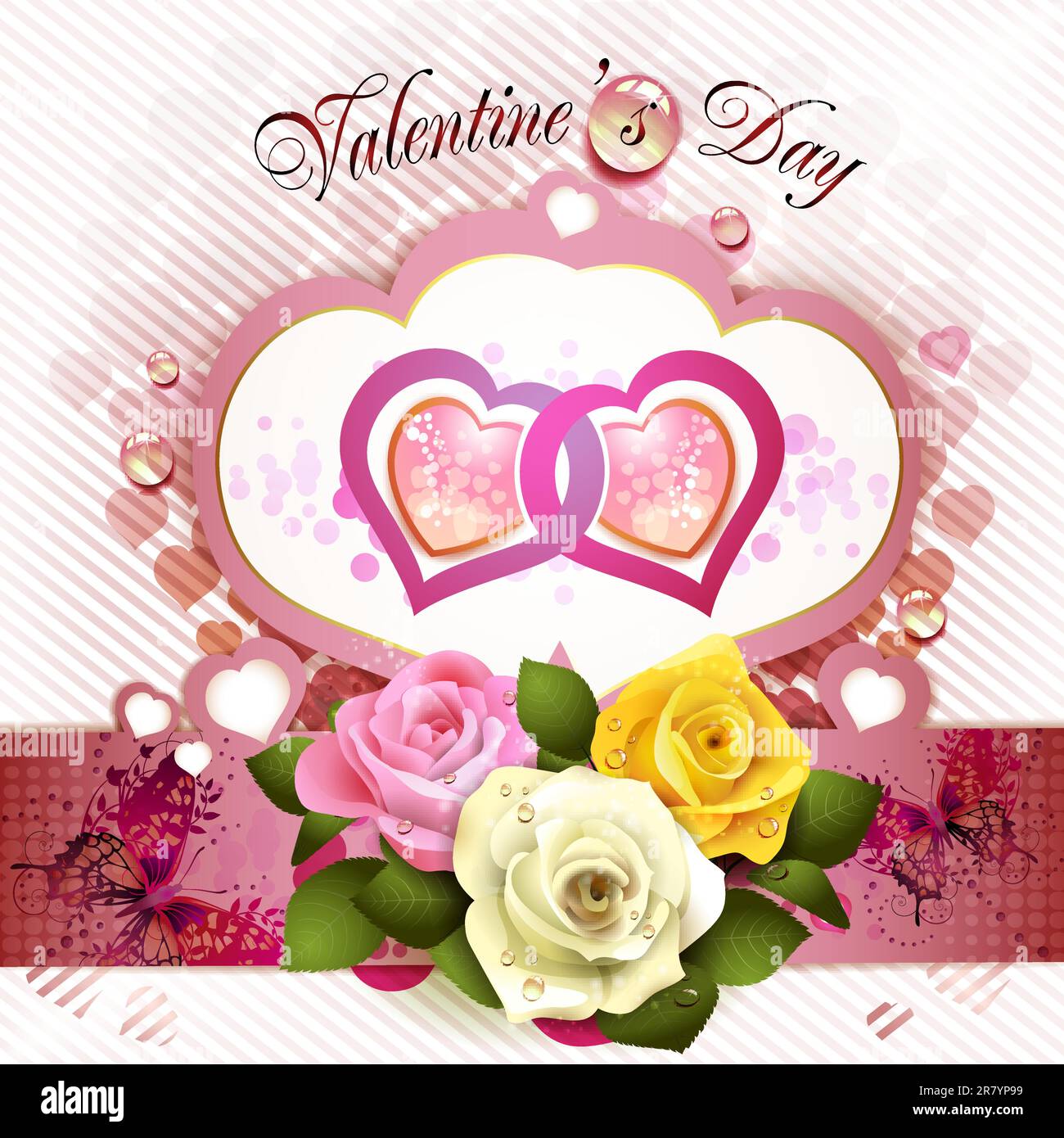 Valentine's day card with roses and butterflies Stock Vector Image ...
