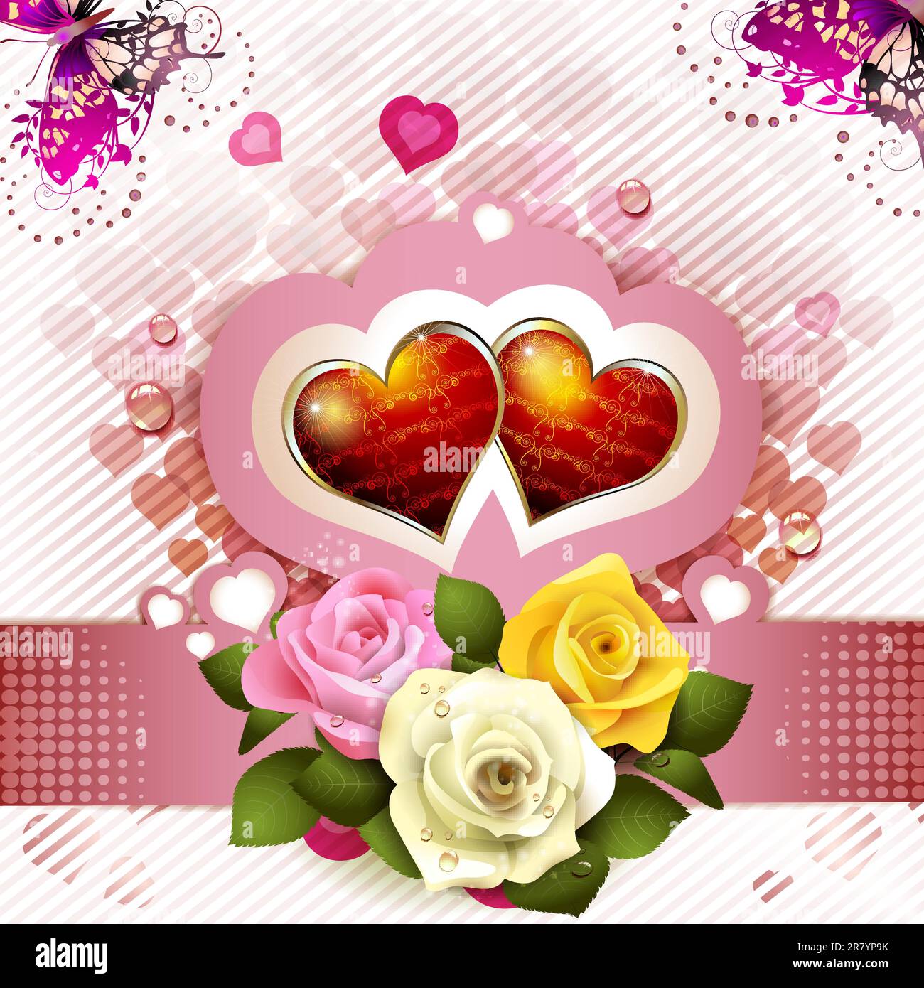Heart roses romantic valentines day Stock Vector Images - Alamy