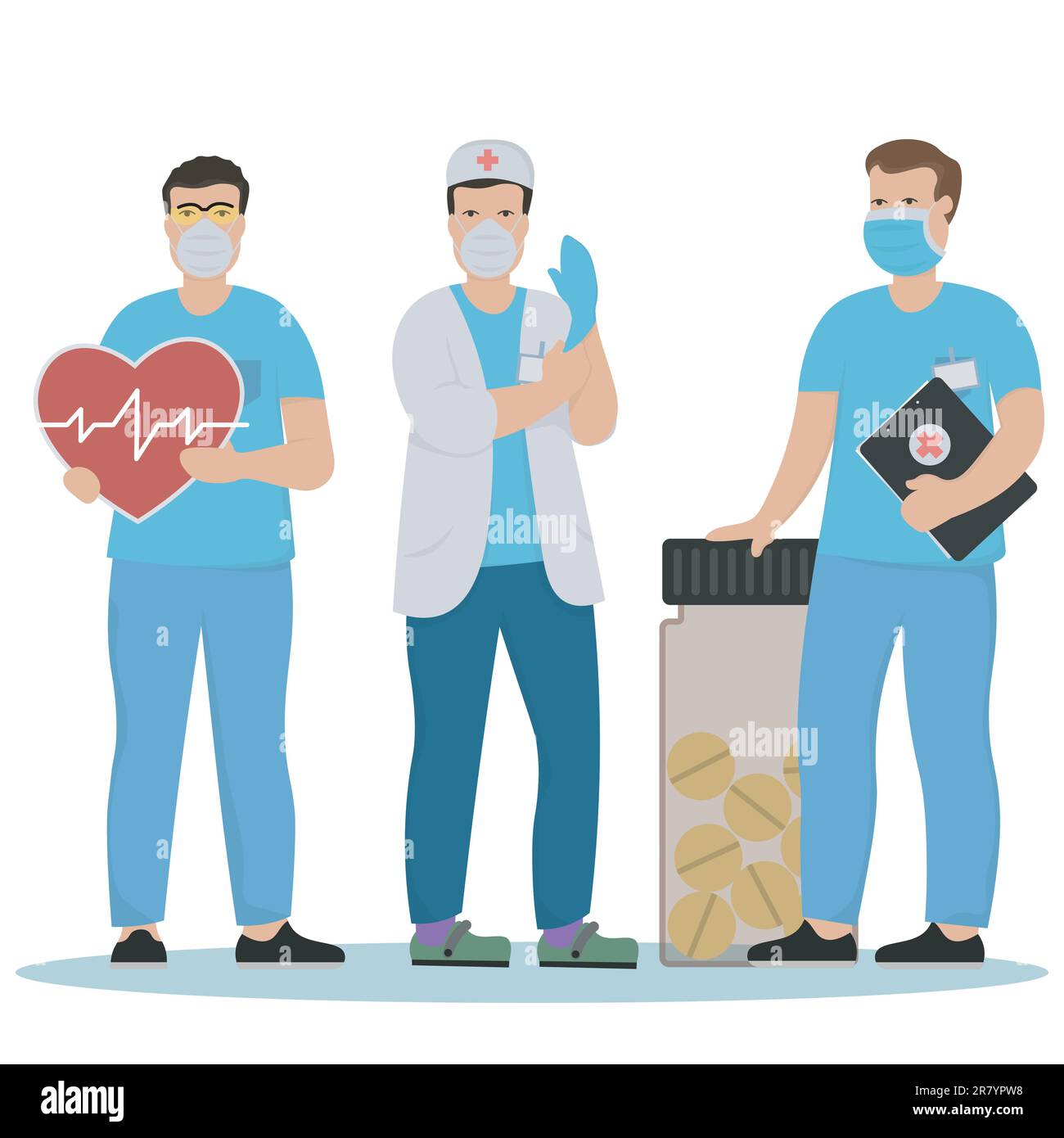 color set of three masked medics in vector Stock Vector Image & Art - Alamy