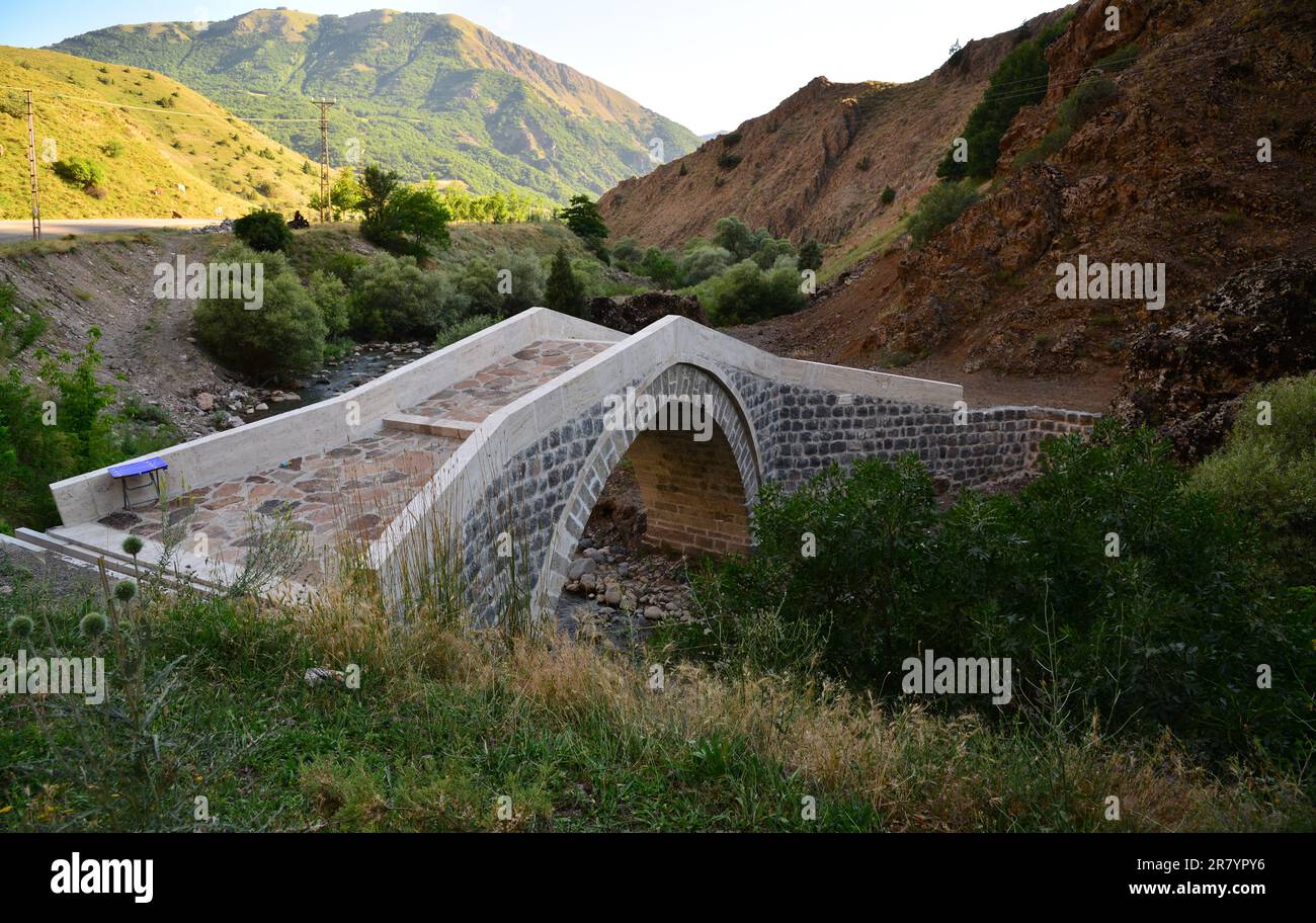 Located in Tunceli, Turkey, the Hatun Bridge was built during the Seljuk Period. Stock Photo