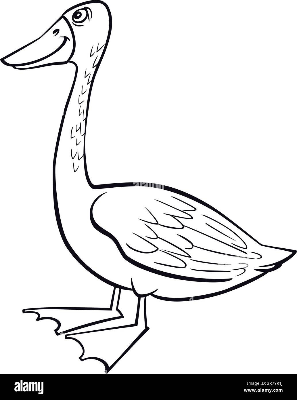 coloring page illustration of funny farm goose Stock Vector