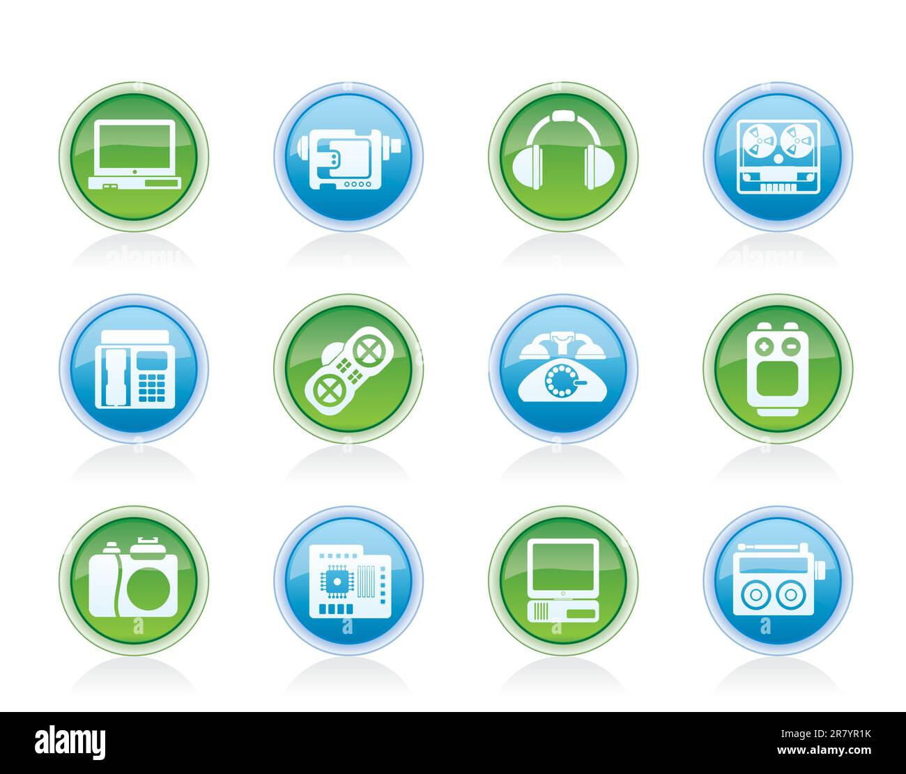 electronics, media and technical equipment icons - vector icon set Stock Vector