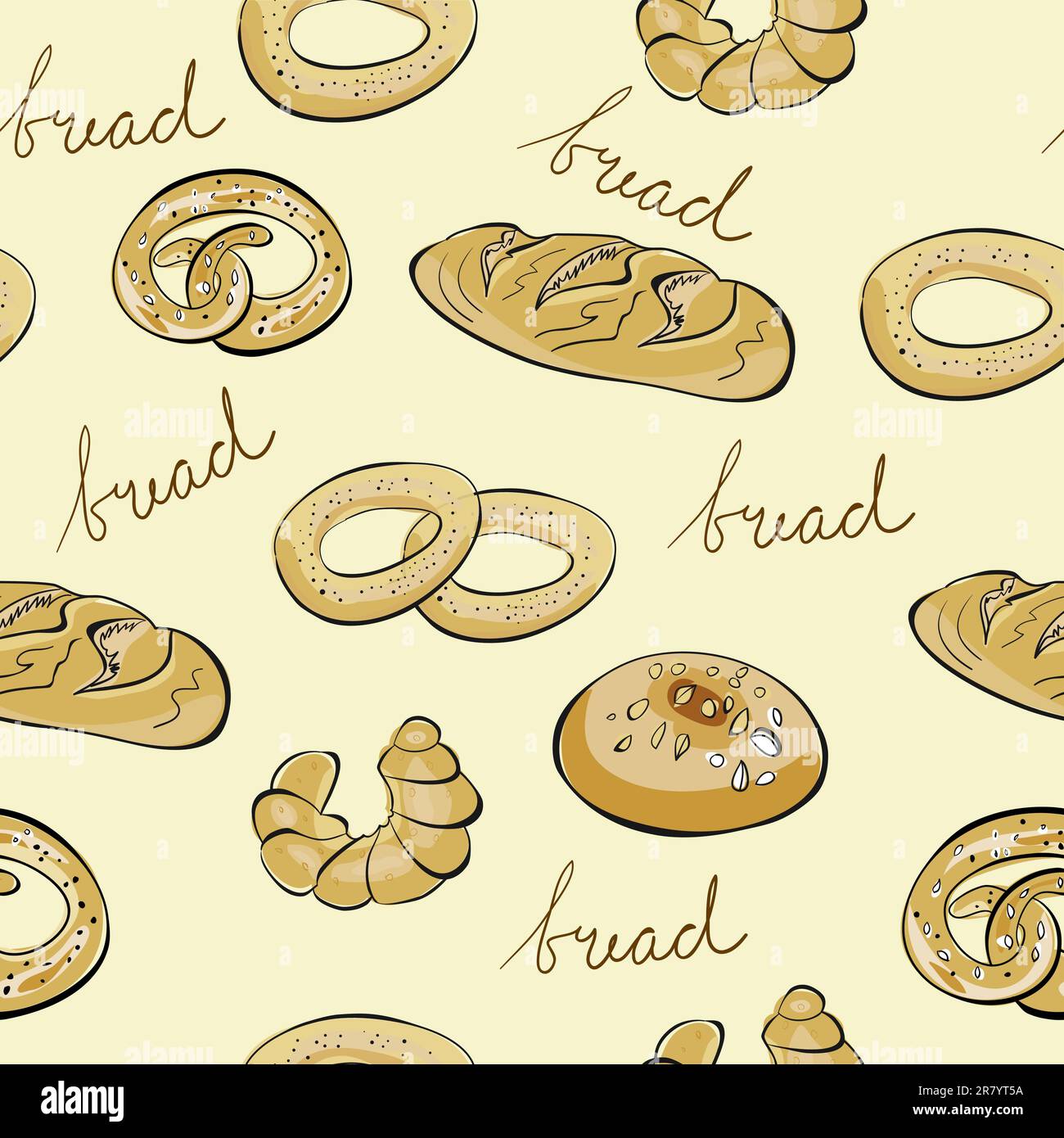 Seamless wallpaper with Bread Stock Vector Image & Art - Alamy