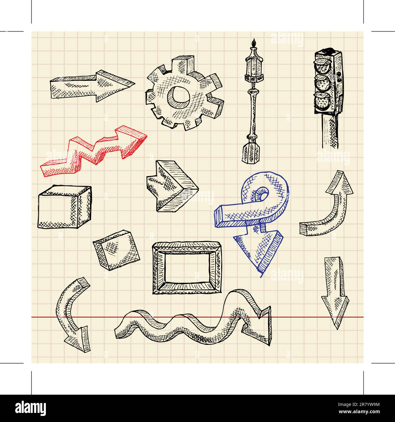 Abstract sketch set, vector illustration, eps10 Stock Vector