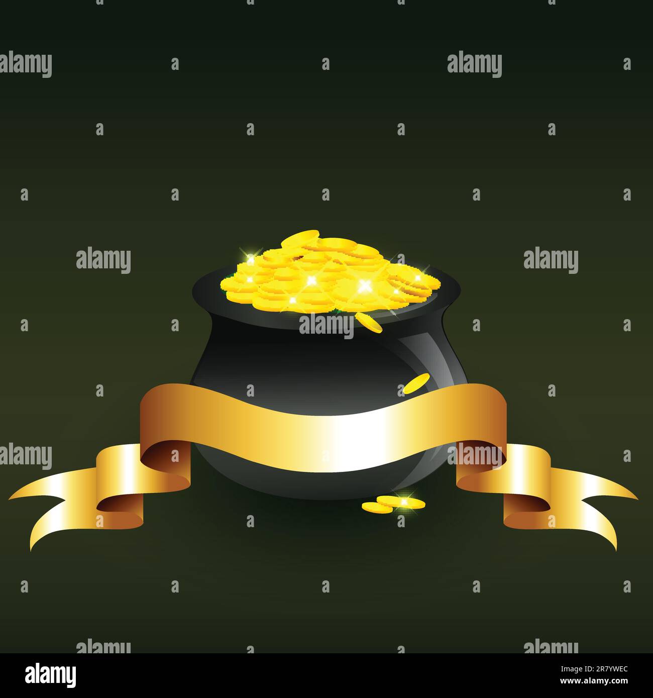 Vector cauldron full of gold coins illustration Stock Vector Image ...