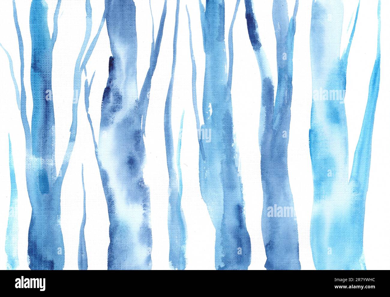 Watercolor painting aquarelle hand blue paint on white background