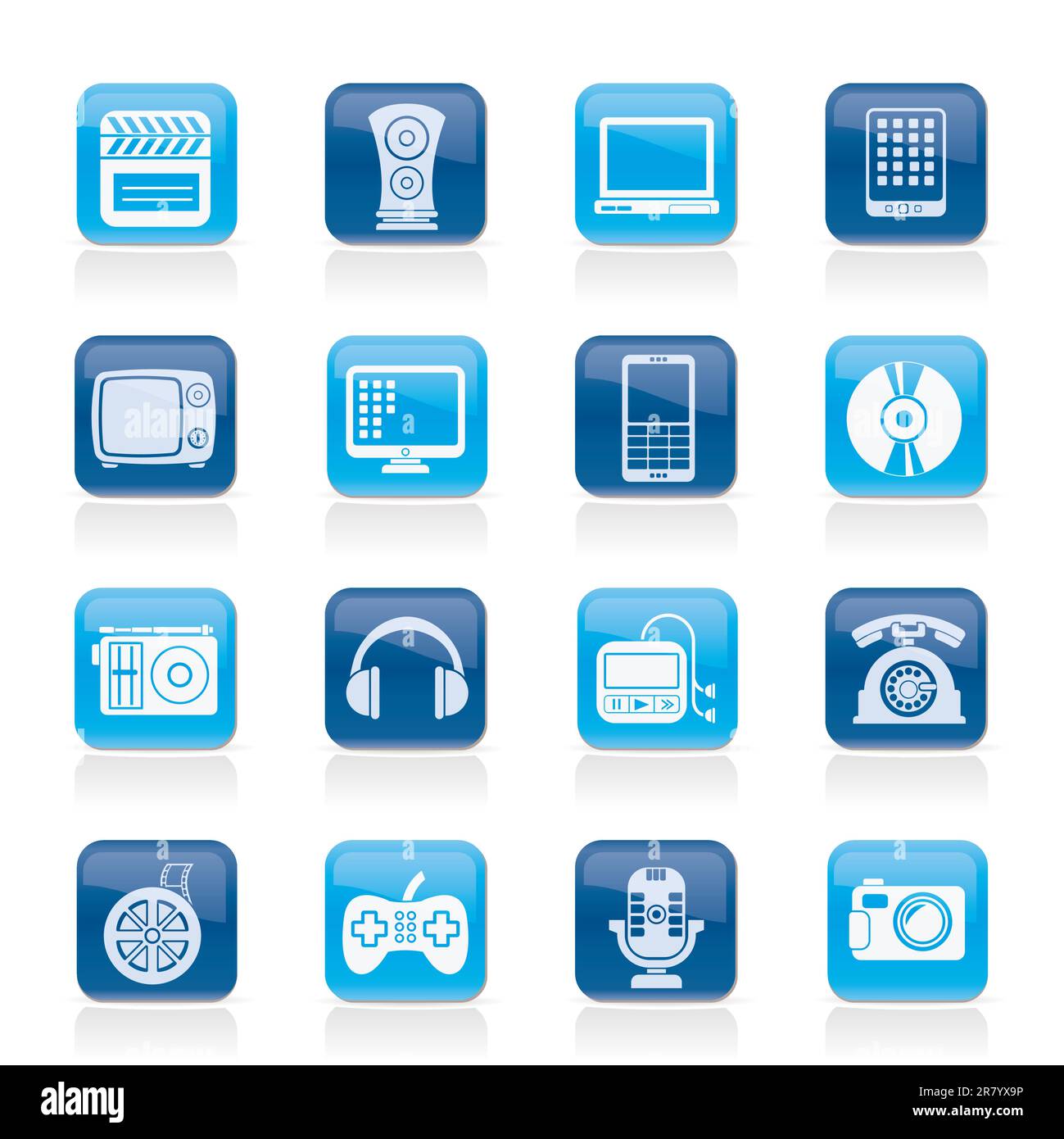 multimedia and technology icons - vector icon set Stock Vector