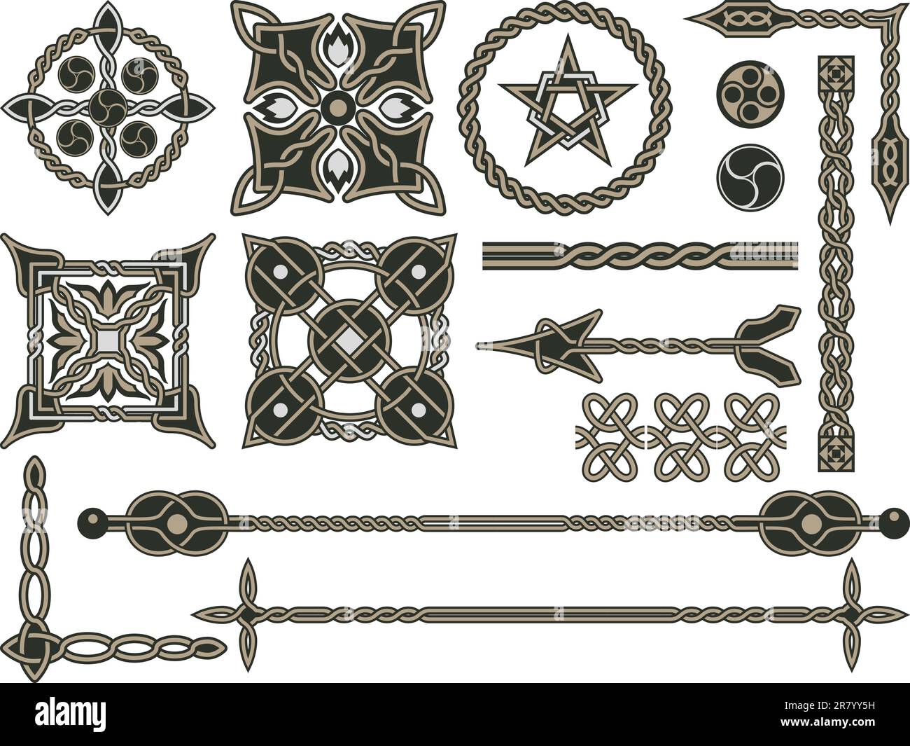 Celtic traditional elements for design in a vector Stock Vector