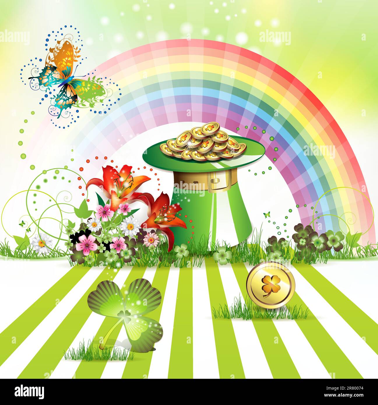 St. Patrick's Day card design with hat and coins Stock Vector Image ...