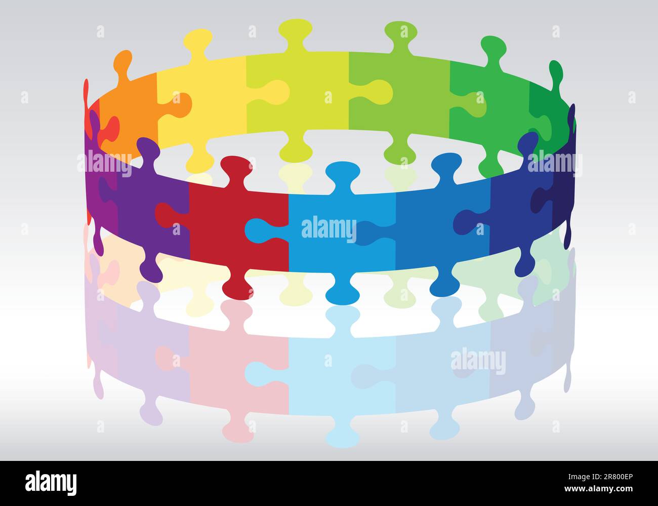 colorful 3d jigsaw puzzle circle, vector background Stock Vector