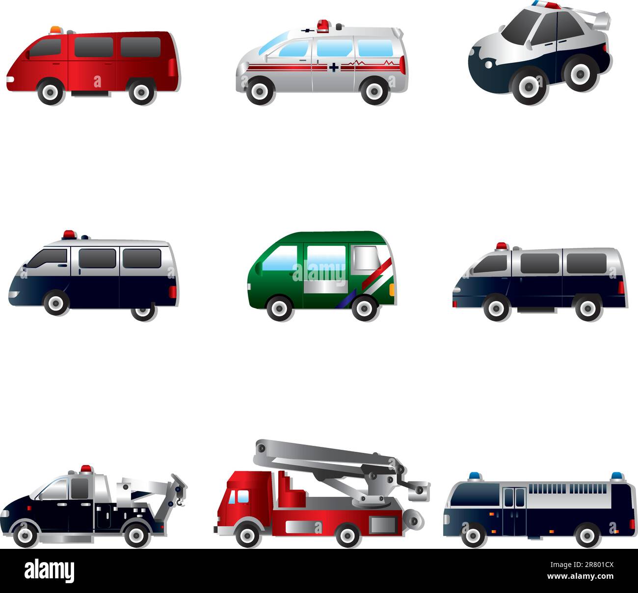 Vector illustration of different types car Stock Vector