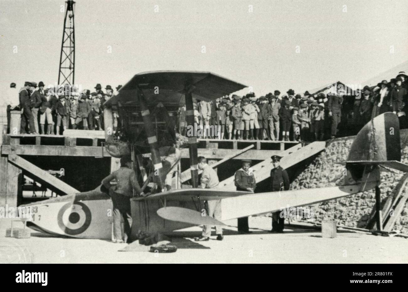 Italian aircraft single-seat fighter flying boat Macchi M.7 broken down in Parana, Brazil 1919 Stock Photo