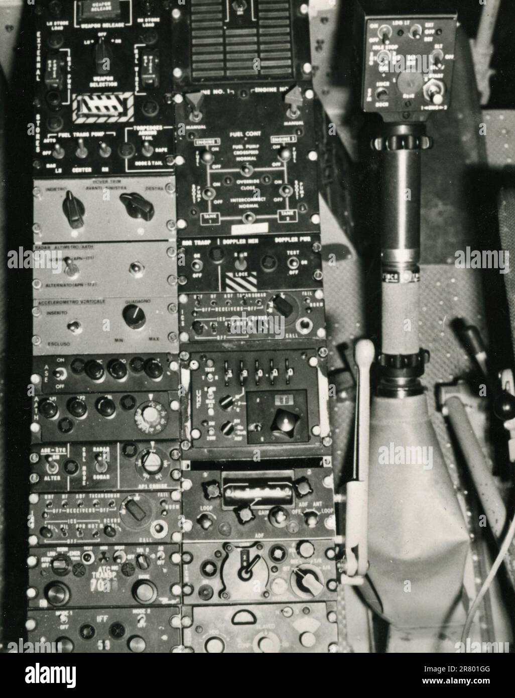 View of the cockpit of Italian helicopter Agusta-Bell AB.212, Italy 1970s Stock Photo
