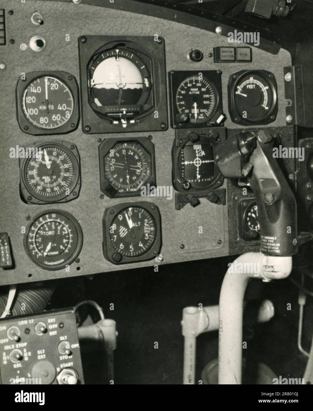 View of the cockpit of Italian helicopter Agusta-Bell AB.212, Italy 1970s Stock Photo