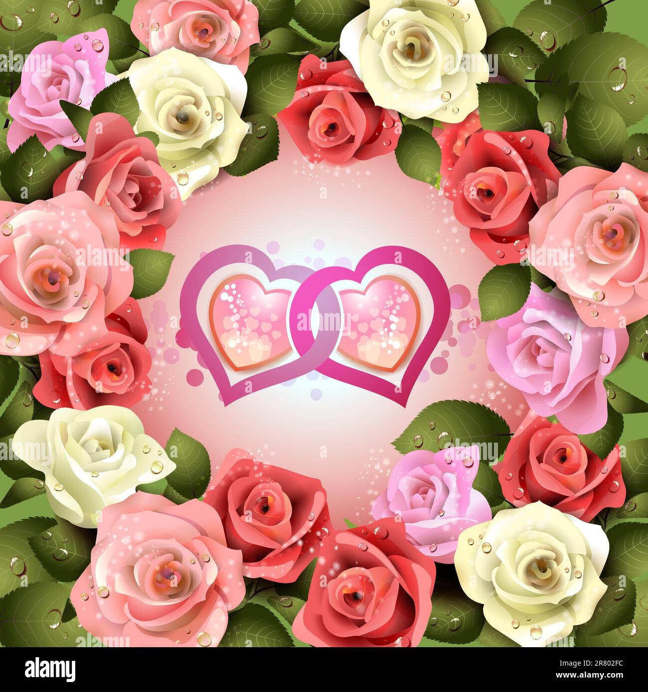 Heart roses romantic valentines day Stock Vector Images - Alamy
