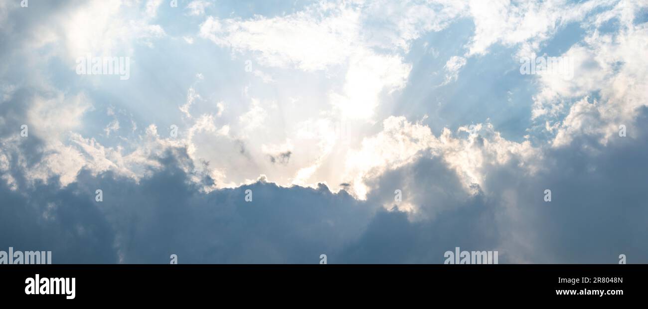 Blue sky with white clouds in the background. Panorama Stock Photo - Alamy