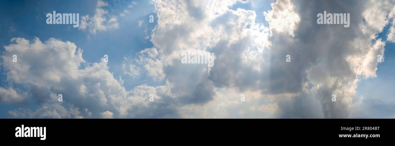 Blue sky with white clouds in the background. Panorama Stock Photo - Alamy